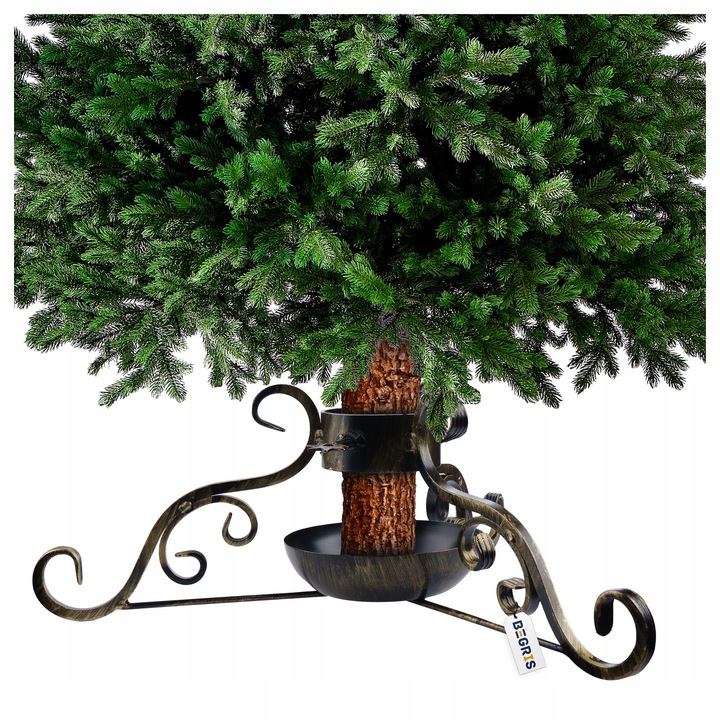 MASYWNY STALOWY KUTY STOJAK CHOINKOWY POD CHOINKĘ Z POJEMNIKIEM NA WODĘ S10