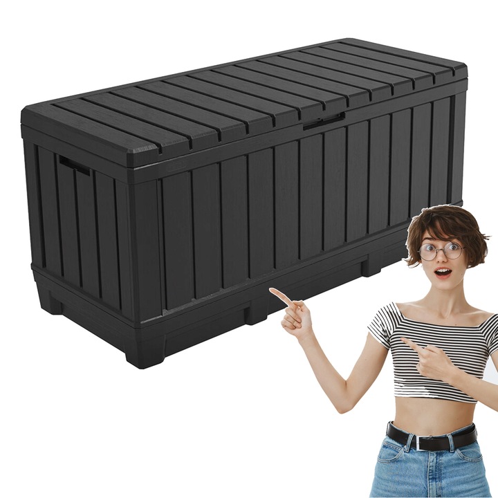 KETER KENTWOOD 350L SKRZYNIA OGRODOWA ANTRACYT SCHOWEK SIEDZISKO POJEMNIK