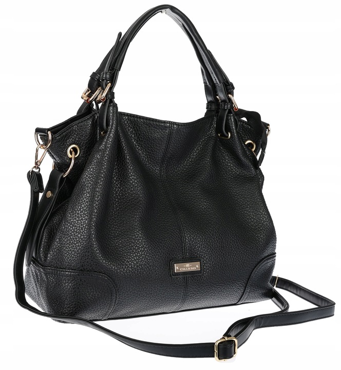 Torebka Damska shopperka A4 worek pojemna listonoszka modna CH3321 Czarna