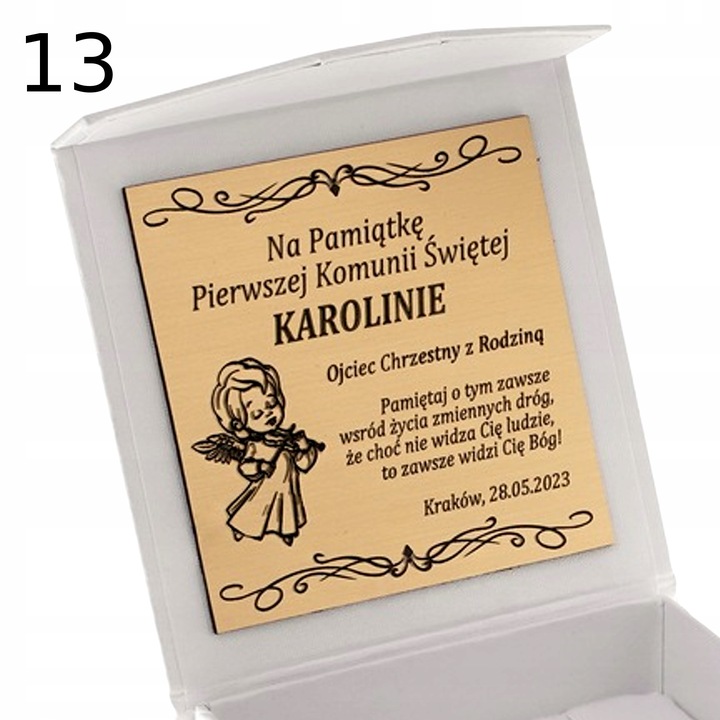 SREBRNY ŁAŃCUSZEK PANCERKA + KRZYŻYK Z JEZUSEM NA KOMUNIĘ CHRZEST + GRAWER