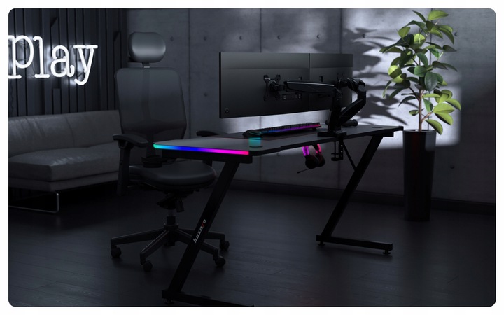 UCHWYT na 2 MONITORY TV LED LCD Biurkowy OBROTOWY 360° uniwersalny 15"- 27"