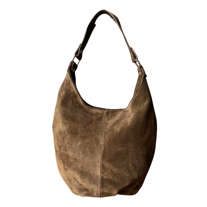 TAUPE ZAMSZOWA TOREBKA WOREK CAPPUCCINO TOREBKA ZAMSZ NATURALNY FANGO ZAMEK