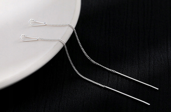KOLCZYKI SREBRNE Przeciągane Wiszące proste