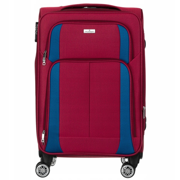 Duża walizka z wytrzymałej tkaniny poliestrowej w czerwono-niebieskim kolor