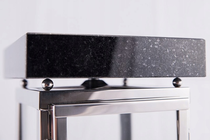 Lampion znicz nagrobny na pomnik srebrny stal nierdzewna + czarny granit