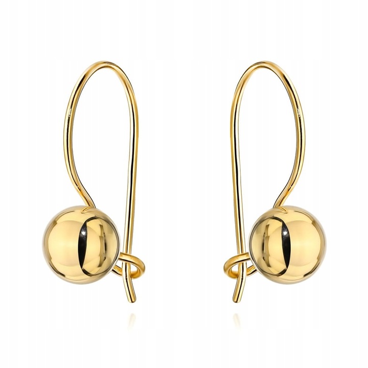 ZŁOTE KOLCZYKI GŁADKIE KULKI NA BIGLU 585 GRAWER PREZENT + GRAWER