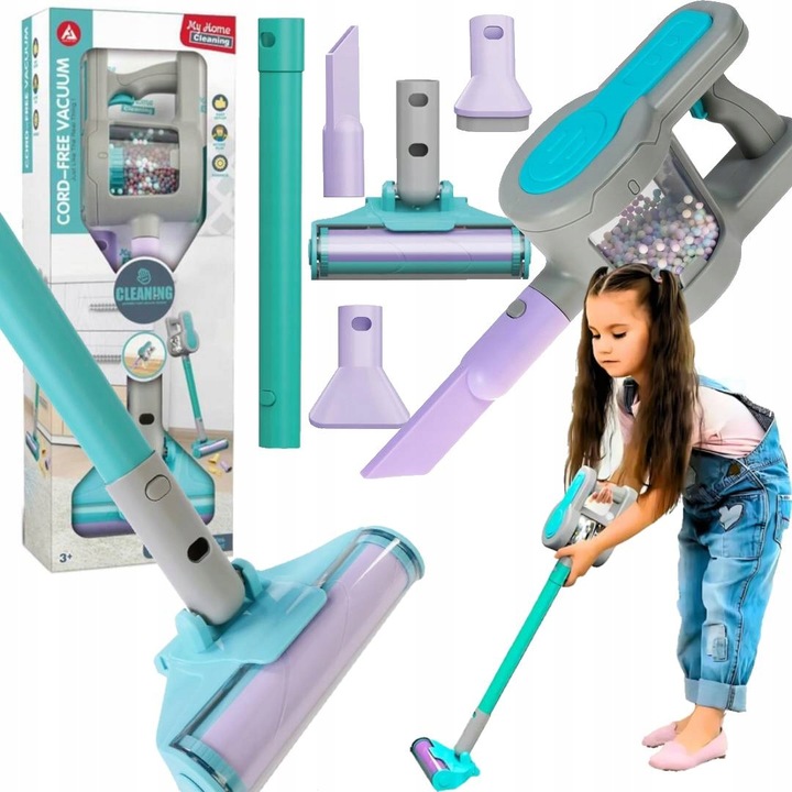 ODKURZACZ PIONOWY DLA DZIECI WCIĄGA AGD NA BATERIE funkcja ssania 4W1