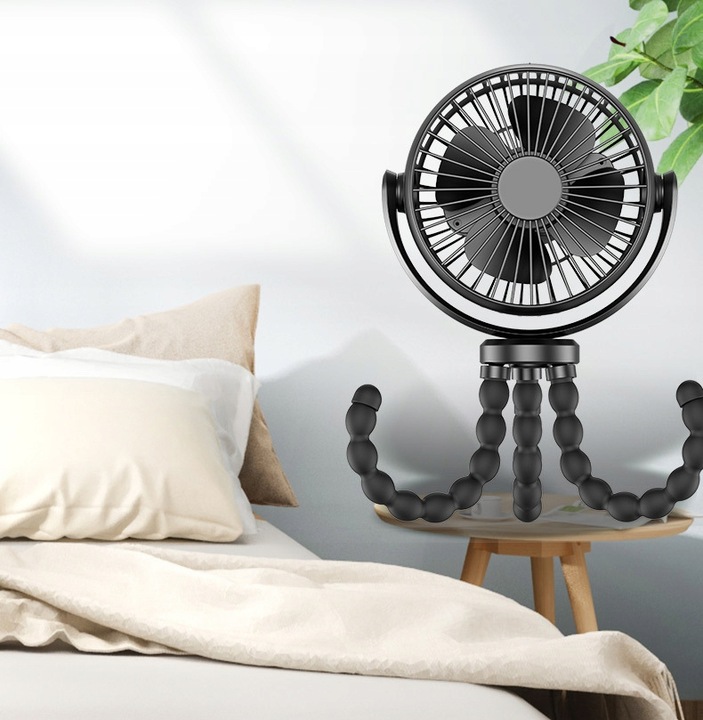 WENTYLATOR PRZENOŚNY WIATRAK BIURKOWY 5200mAh Z ELASTYCZNYM STATYWEM