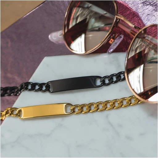 Bransoletki dla par z grawerem pancerka ze stali