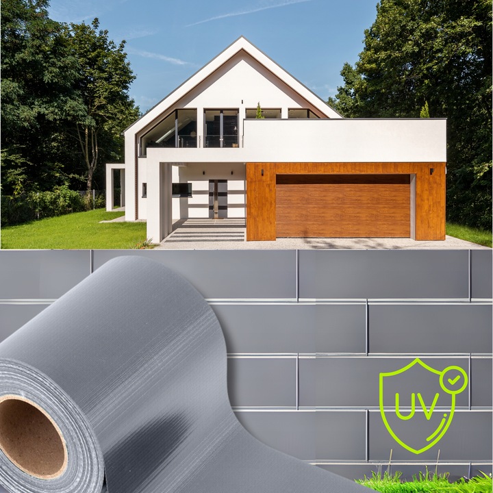 TAŚMA OGRODZENIOWA JASNOSZARA 19x35m OSŁONA NA OGRODZENIE PANELOWE PŁOT +UV