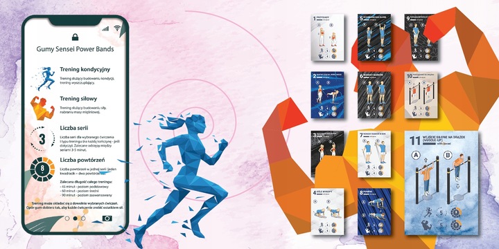 ZESTAW 4 GUM POWER BAND + UCHWYT, Taśmy do Ćwiczeń Oporowych, Podciągania