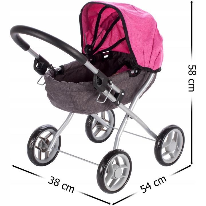 WÓZEK GŁĘBOKI DLA LALEK GONDOLA SKŁADANY I LEKKI PREZENT DLA DZIEWCZYNKI