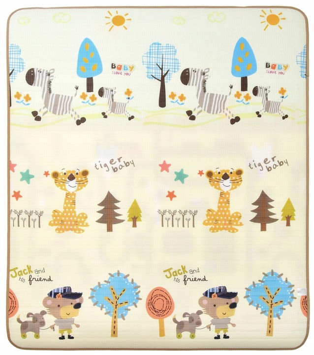 MATA EDUKACYJNA PIANKOWA ULICE ZWIERZĄTKA PASTEL 200X180 CM DUŻA DWUSTRONNA