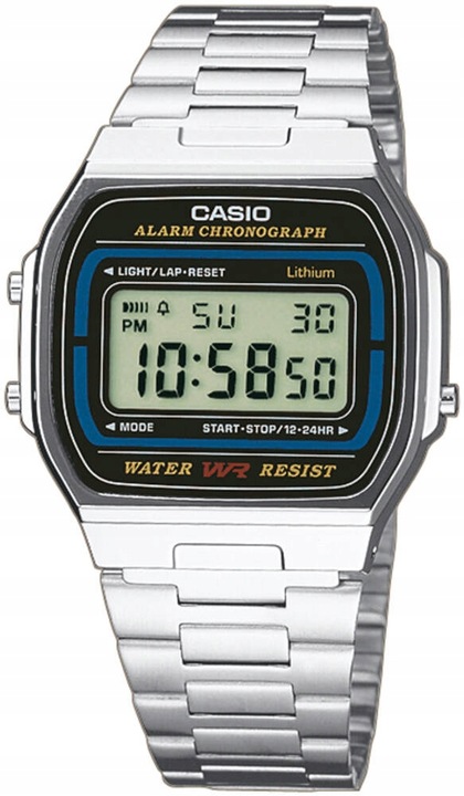 Zegarek srebrny Casio Vintage A164WA-1VES stoper