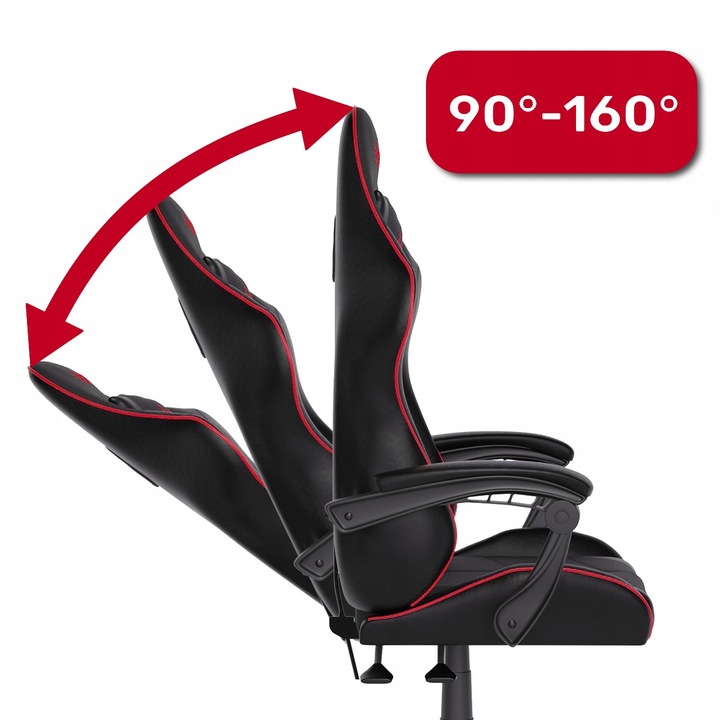 FOTEL GAMINGOWY CYBER CHAIRS SELECT RED - CZARNY - BIUROWY