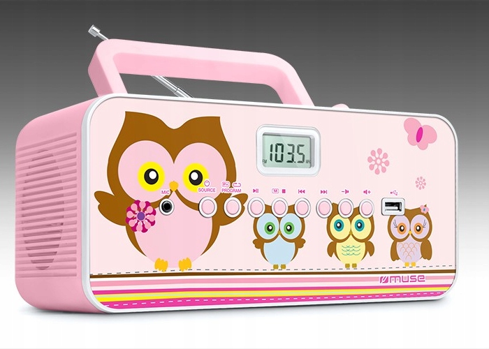 RADIOODTWARZACZ Z MIKROFONEM DLA DZIECI DZIEWCZYNKI CD USB MUSE M-29 KP