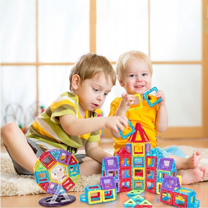 DUŻE KLOCKI MAGNETYCZNE KAFELKI zestaw XXL 174 el Rainbow Magnetic Tiles