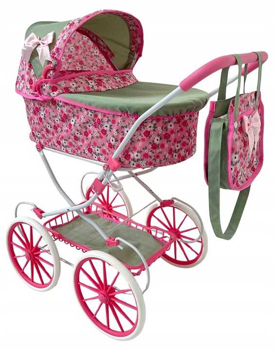 WÓZEK DLA LALEK RETRO GŁĘBOKI + TORBA