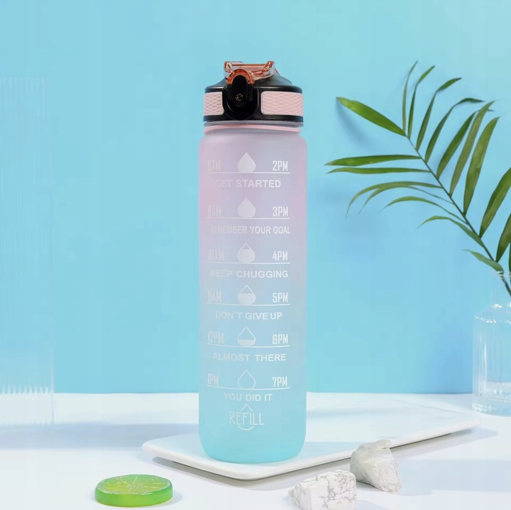 BUTELKA NA WODĘ BIDON SPORTOWY Z MIARKĄ Z PODZIAŁKĄ NA SIŁOWNIE FITNESS 1L