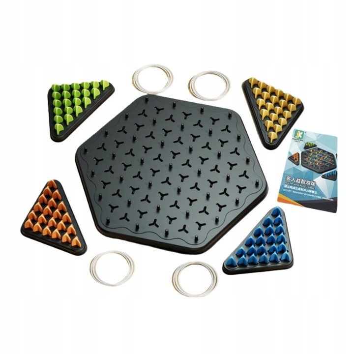 TRIANGLE CHESS BOARD GAME, INTERACTIVE PEGBOARD GAME, DESKTOP BOARD GAMES