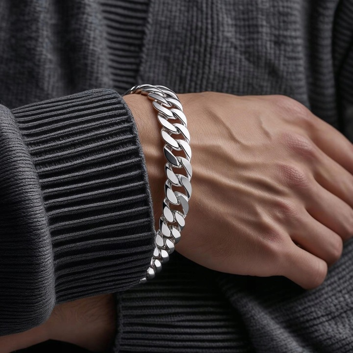 Bransoleta Srebrna Męska Bransoletka GRUBA Srebro 925 Pancerka PEŁNA