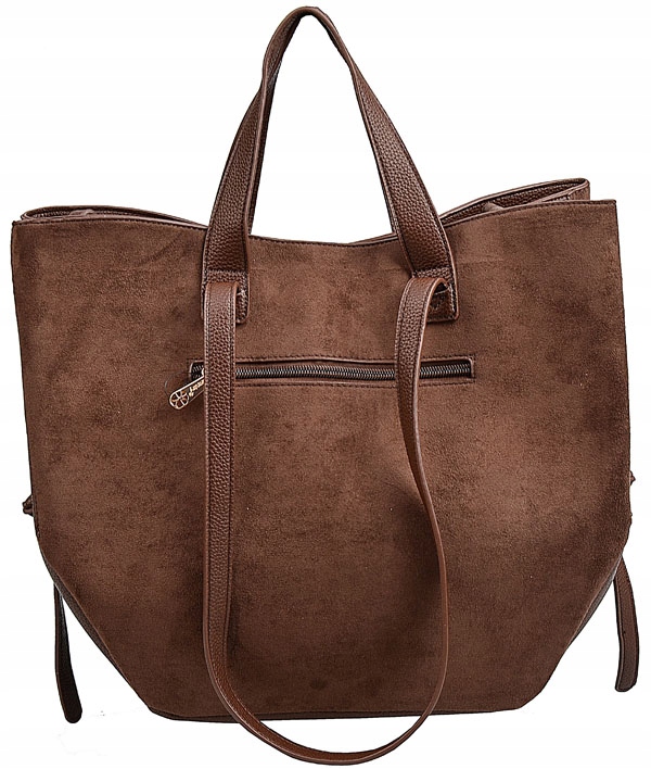 GALLANTRY Torebka damska CASUAL na ramię SHOPPER czekolada DUŻA A4 ZAMSZ