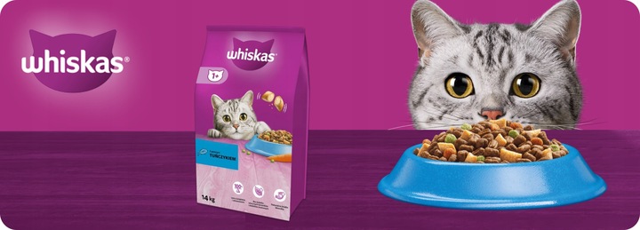 SUCHA KARMA WHISKAS DLA KOTA Z PYSZNYM TUŃCZYKIEM 14KG