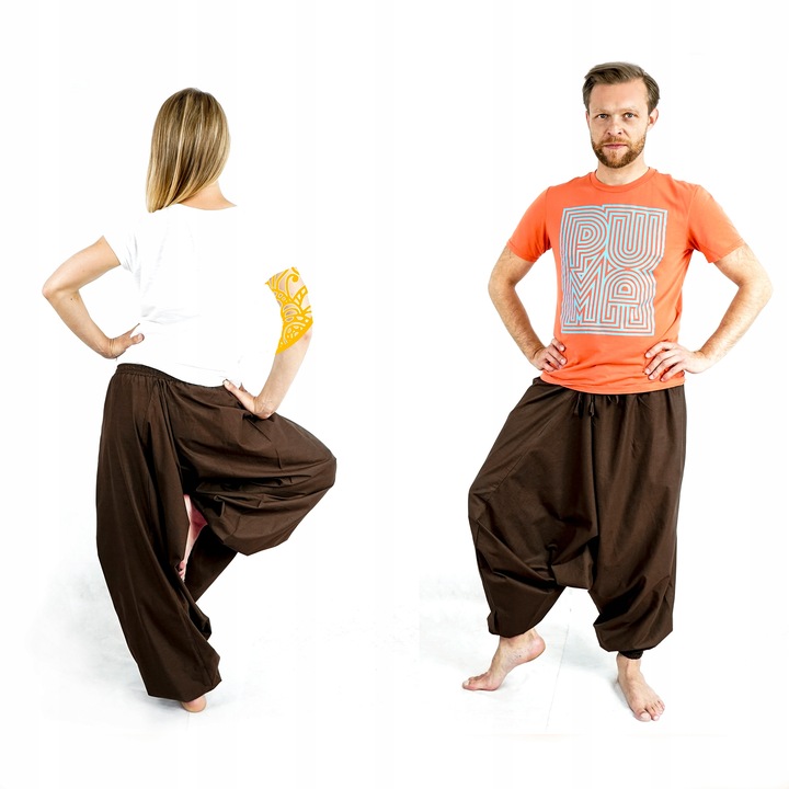 Unisex, szarawary z Indii, brąz kieszenie