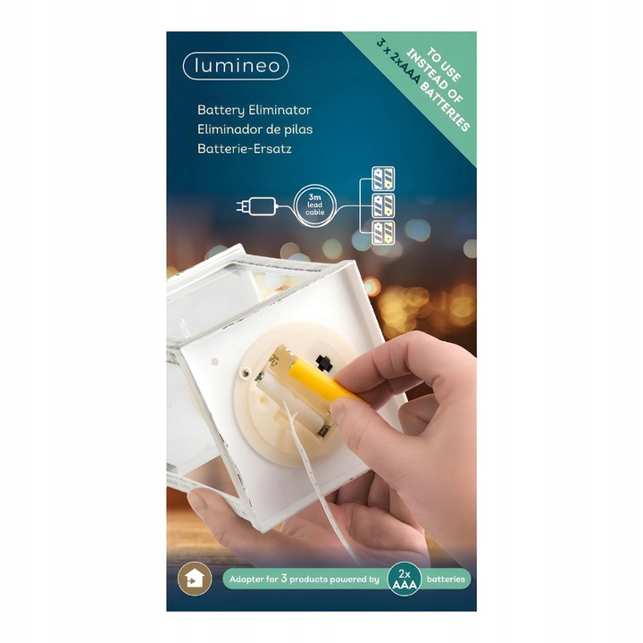 Eliminator baterii 3 x 2AAA zamiast 6 baterii 3V adapter 3m zasilacz