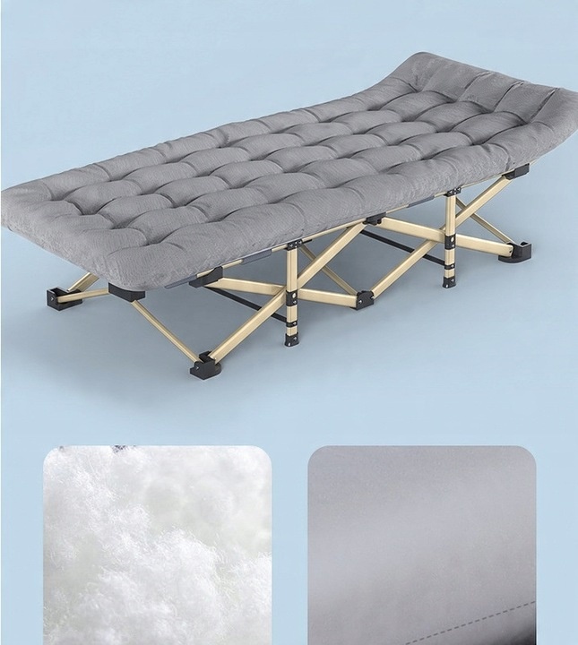 SKŁADANE ŁÓZKO TURYSTYCZNE Z GRUBYM MATERACEM 190X71x36 CM SZARY