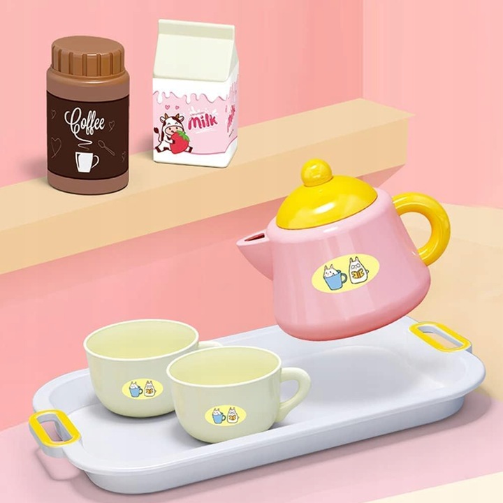 WIELKI ZESTAW CUKIERNIA TORT URODZINOWY KROJENIA SERWIS HERBATY 85EL WOOPIE