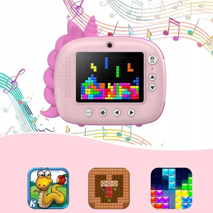 Aparat HiMont Natychmiastowy z drukarką dla dziecka jednorożec + karta 32GB