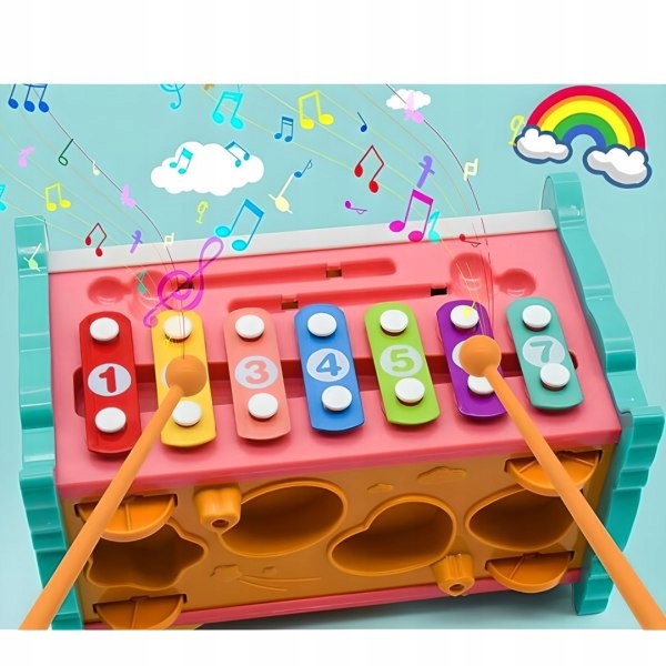 MAGICZNA EDUKACYJNE PUDEŁKO WBIJAK ZEGAR SÓWKA MŁOTEK