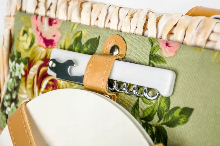 Kosz piknikowy z wikliny termotorba sztućce dla 2 osób praktyczny prezent