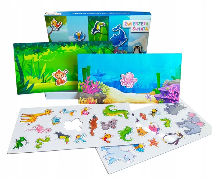 Zwierzęta Świata magnes układanka magnetyczna 81 szt