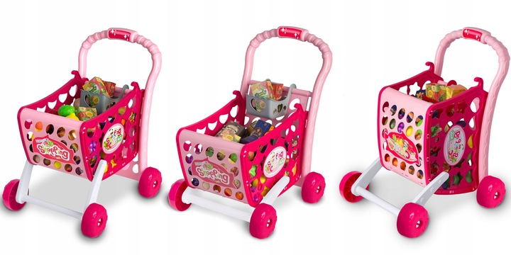 WÓZEK NA ZAKUPY KOSZYK SKLEPOWY DLA DZIECI LED 3w1