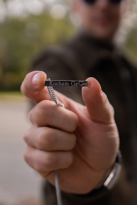 Srebrny naszyjnik Męski z Grawerem Łańcuszek Pancerka Stal GRAWER GRATIS