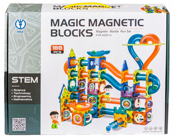 KONSTRUKCYJNE KLOCKI MAGNETYCZNE dla dzieci KULODROM TOR dla KULEK 188 el