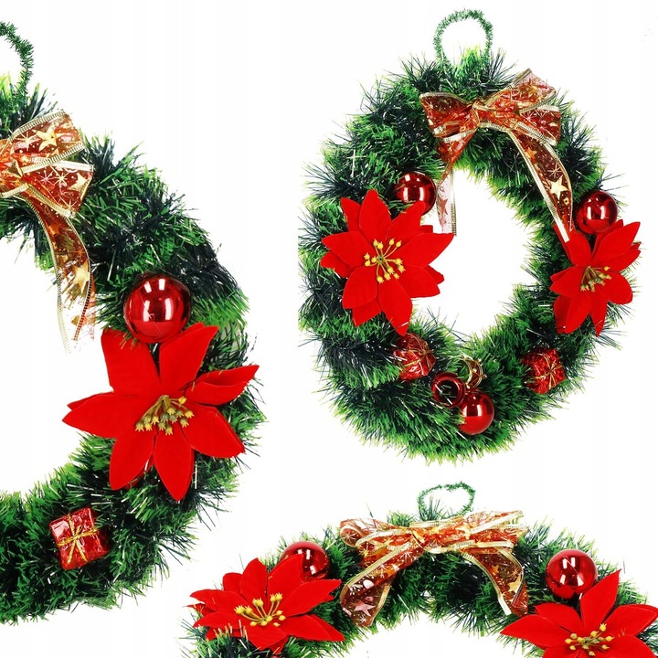 WIENIEC ŚWIĄTECZNY STROIK WIANEK NA DRZWI 35cm DUŻY PIĘKNY DEKORACJA OZDOBA