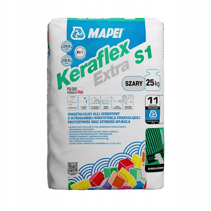 Klej cementowy odkształcalny zaprawa MAPEI KERAFLEX EXTRA S1 szary 25kg