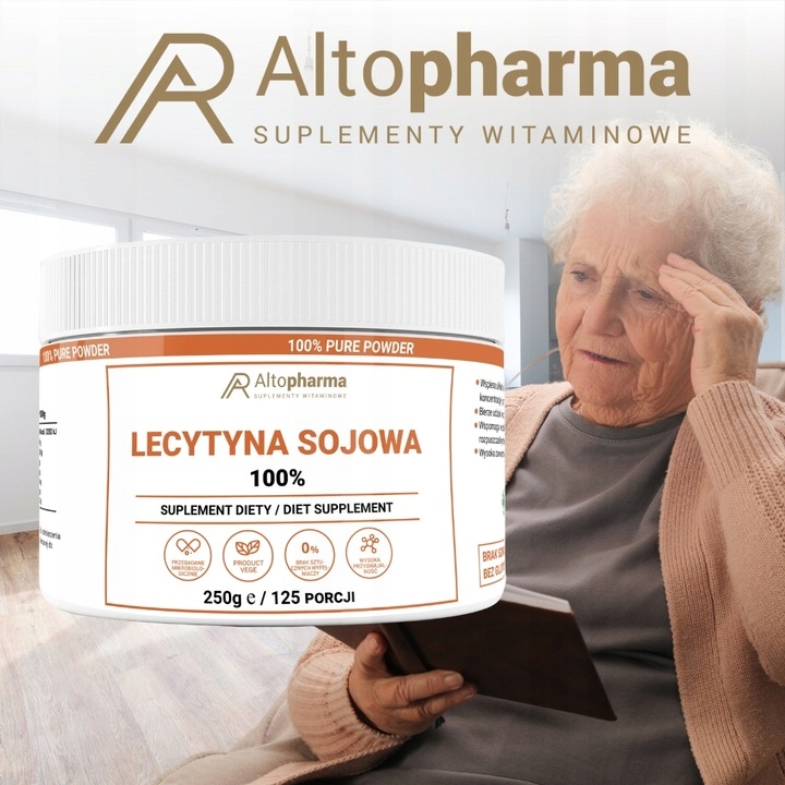LECYTYNA SOJOWA 100% w proszku KONCENTRACJA STRES PAMIĘĆ Alto Pharma 250G