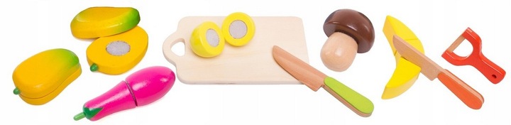 DREWNIANE OWOCE I WARZYWA DO KROJENIA NA RZEPY NÓŻ DESKA RZEP ZESTAW XL