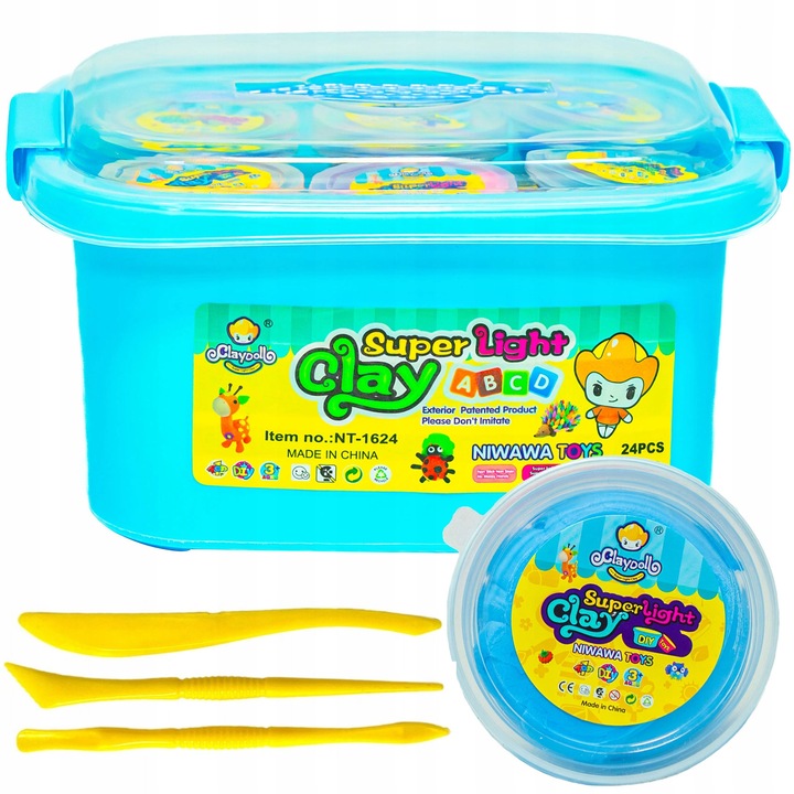 ZESTAW Magiczna PLASTELINA MASA PLASTYCZNA PIANKOLINA 24szt +WALIZKA +Akces