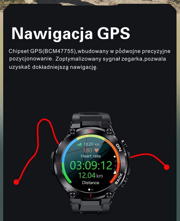 Smartwatch GRAVITY GT8-2 CZARNY Męski BRANSOLETA TĘTNO KALORIE SEN ROZMOWY