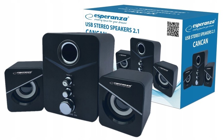 GŁOŚNIKI KOMPUTEROWE 2.1 PODŚWIETLENIE LED MOC 6W