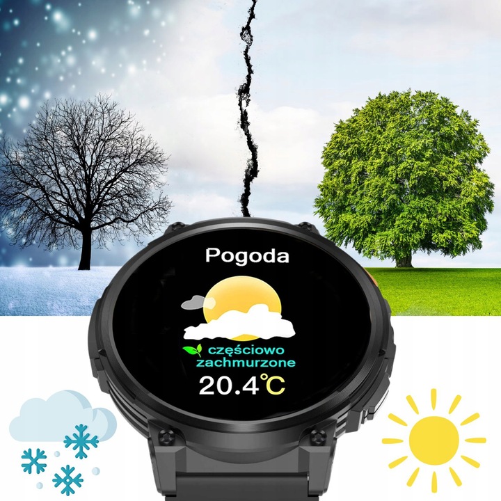 DUŻY zegarek męski SMARTWATCH GRAVITY z ROZMOWAMI DUŻA BATERIA 730mAh 1.85"