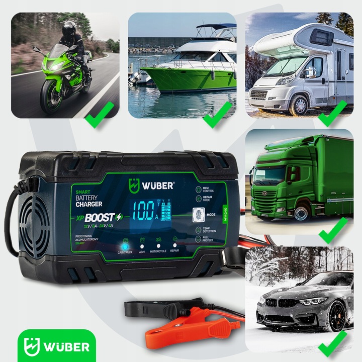 ŁADOWARKA PROSTOWNIK AKUMULATORÓW MIKROPROCESOROWY SAMOCHODOWY 12V/24V MCU