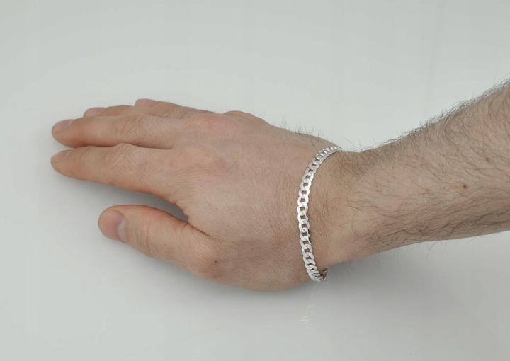 SREBRNA MĘSKA BRANSOLETKA PANCERKA 4.5mm SREBRO PEŁNE DIAMENTOWANE