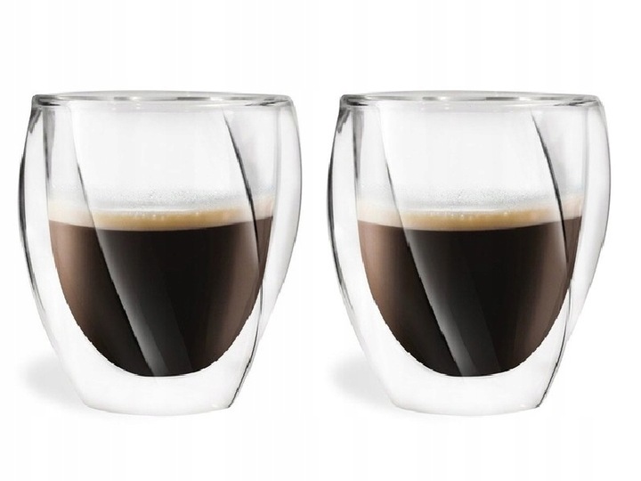 VIALLI CRISTALLO 2 SZKLANKI TERMICZNE KAWY LATTE SOKÓW HERBATY 250 ml