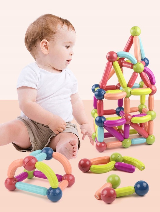 KLOCKI MAGNETYCZNE KONSTRUKCYJNE EDUKACYJNE MAGNETIC STICKS DLA DZIECI 98EL